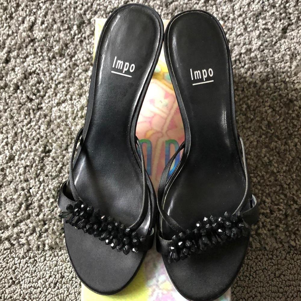 Impo Feather Satin/Stones Black Shoe